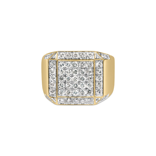 Men's 10K Yellow Gold 2 1/8 Cttw Diamond Composite Cluster Cocktail Ring Band by Bids.com