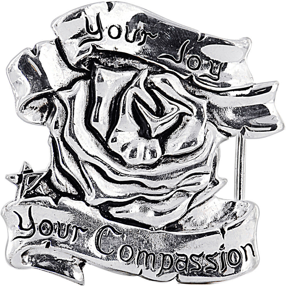 BodyCandy Pamela Anderson-Your Joy-Your Compassion-ROSE Belt Buckle — main product shot
