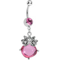 BodyCandy Pink Gem Luminous Orb Victorian Roses Dangle Belly Ring — main product shot