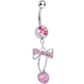 BodyCandy Pink Cubic Zirconia Drop Sweetness Wrapped in a Bow Dangle Belly Ring — main product shot