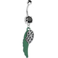 BodyCandy Black Paved Gem On the Green Wing of an Angel Dangle Belly Ring — main product shot