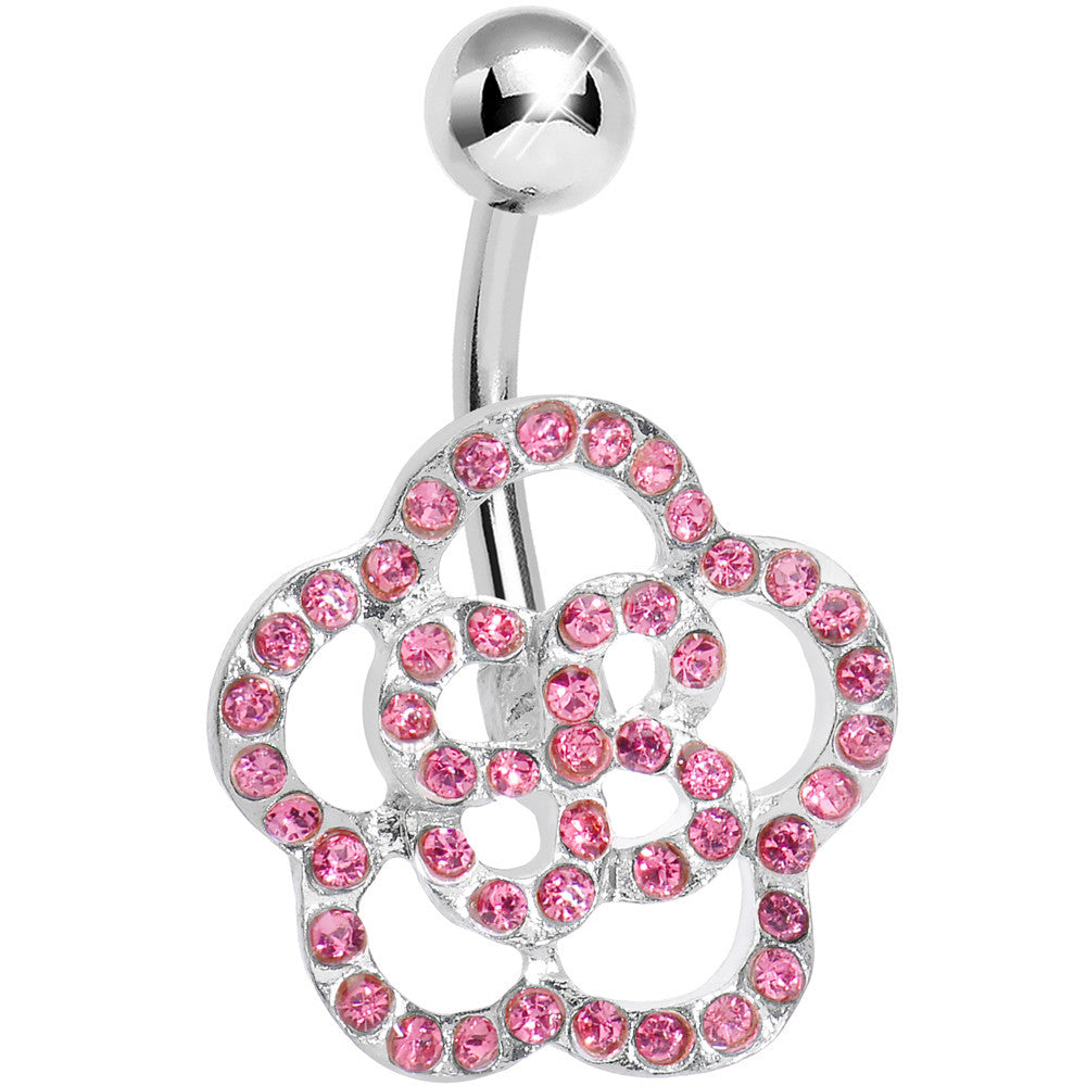 BodyCandy Pink Gem Hollow Buttercup Flower Belly Ring — main product shot
