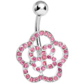 BodyCandy Pink Gem Hollow Buttercup Flower Belly Ring — main product shot