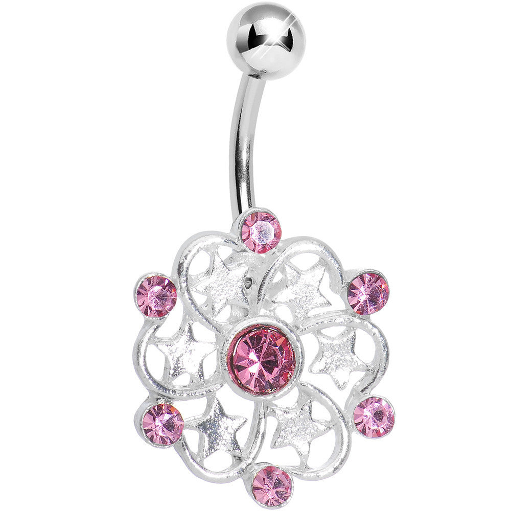 BodyCandy Pink Gem Princess Star Petals Flower Belly Ring — main product shot