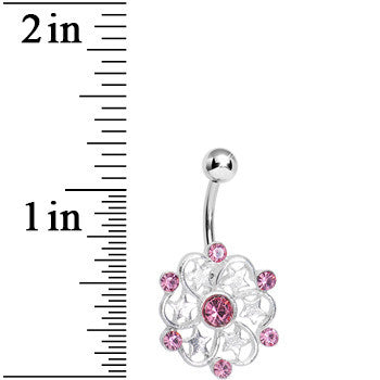BodyCandy Pink Gem Princess Star Petals Flower Belly Ring — detail close-up