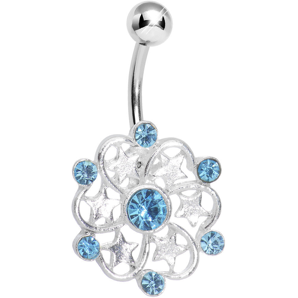 BodyCandy Aqua Gem Princess Star Petals Flower Belly Ring — main product shot