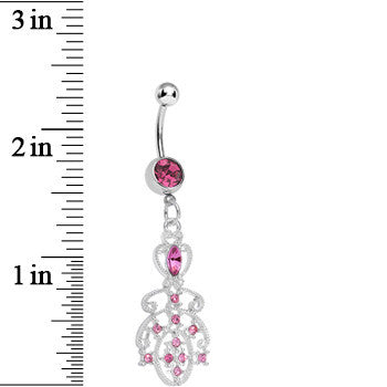 BodyCandy Pink Gem Elegant Equality Dangle Belly Ring — detail close-up