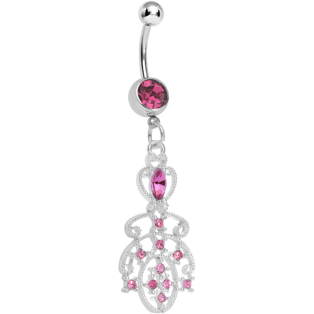 BodyCandy Pink Gem Elegant Equality Dangle Belly Ring — main product shot