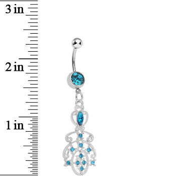 BodyCandy Aqua Gem Elegant Equality Dangle Belly Ring — detail close-up