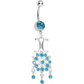 BodyCandy Aqua Gem Symmetrical Star Flower Dangle Belly Ring — main product shot