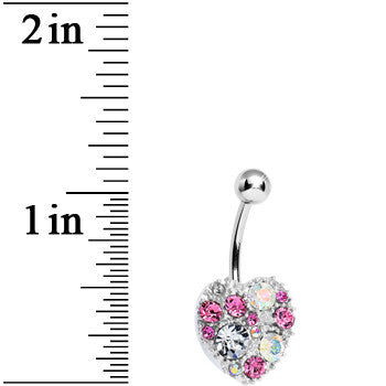 BodyCandy Multi Gem Brilliant Heart Belly Ring — detail close-up