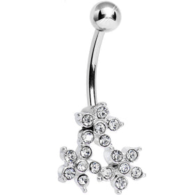 Crystalline Gem Trio of Flowers Belly Ring