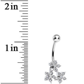 BodyCandy Crystalline Gem Trio of Flowers Belly Ring — detail close-up
