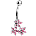 BodyCandy Pink Gem Trio of Flowers Belly Ring — main product shot