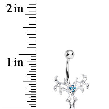 BodyCandy Aqua Gem Exotic Leaves Belly Ring — detail close-up