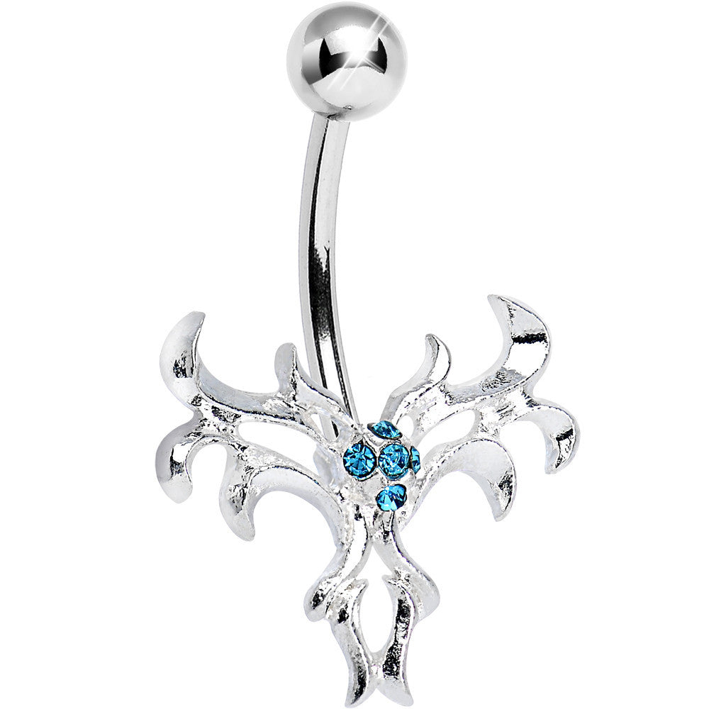 BodyCandy Aqua Gem Exotic Leaves Belly Ring — main product shot