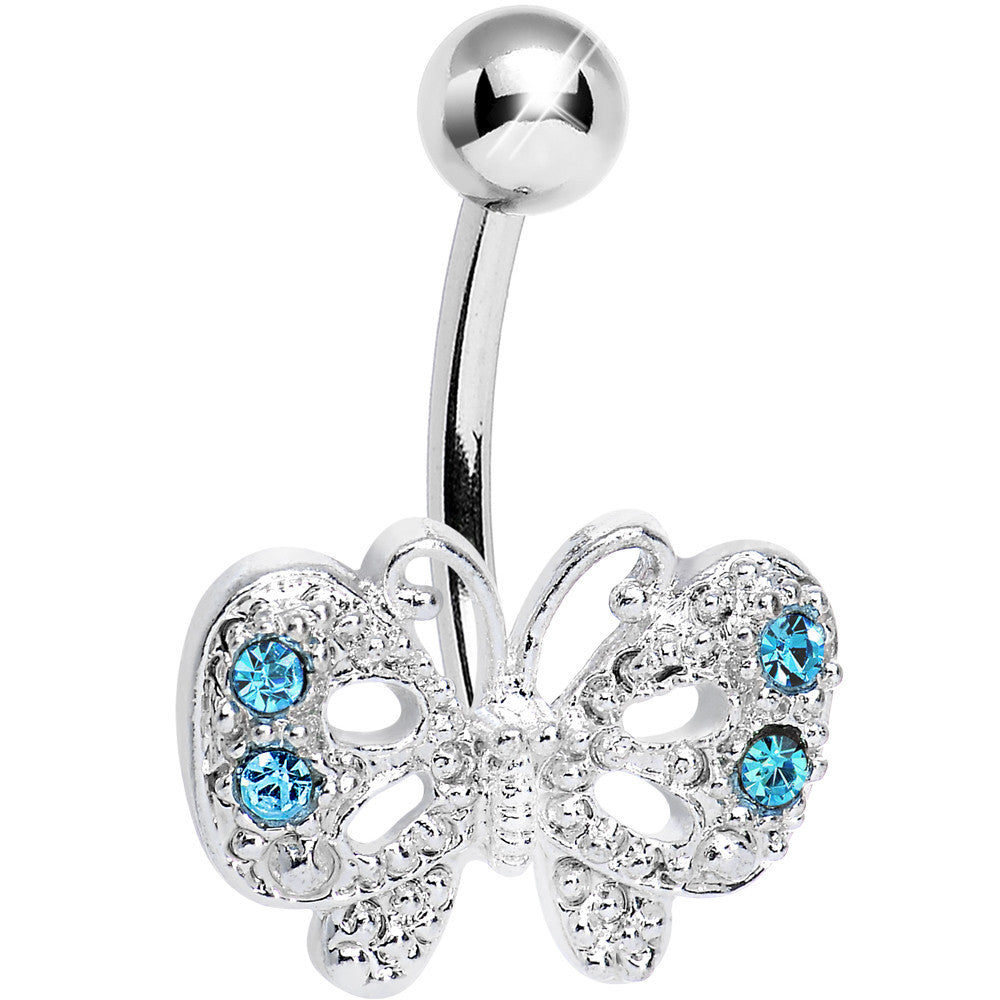 BodyCandy Aqua Gem Enchanting Butterfly Belly Ring — main product shot