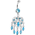 BodyCandy Aqua Gem Shimmering Teardrop Heart Dangle Belly Ring — main product shot