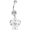 BodyCandy Crystalline Gem Opulent Scrolled Heart Dangle Belly Ring — main product shot