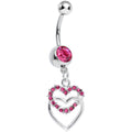 BodyCandy Pink Gem Two Hearts Meet Dangle Belly Ring — main product shot