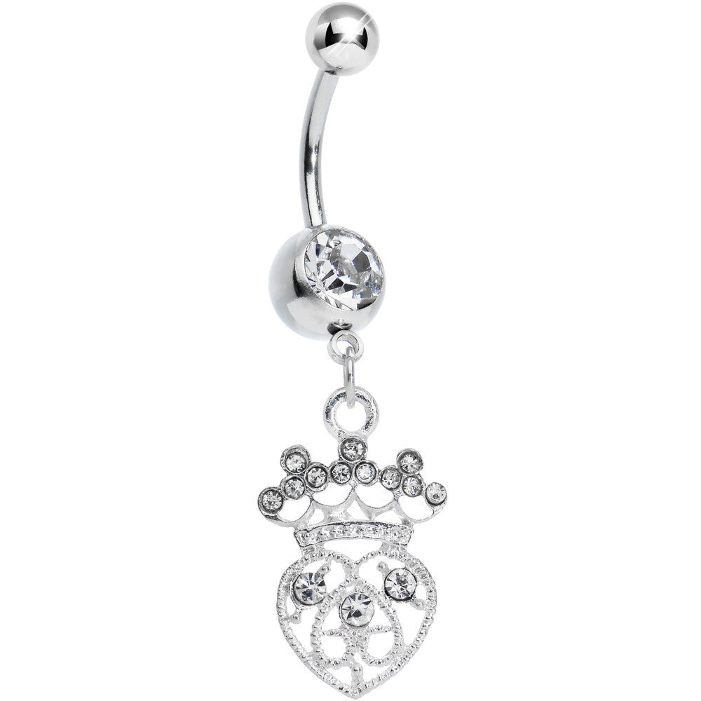 BodyCandy Clear Gem Heart of a Queen Dangle Belly Ring — main product shot