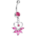 BodyCandy Pink Gem Marquise Pop Hollow Heart Dangle Belly Ring — main product shot