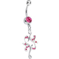 BodyCandy Pink Gem Twisted Separate Heart Dangle Belly Ring — main product shot