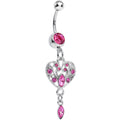 BodyCandy Pink Gem Majestic Marquise Heart Dangle Belly Ring — main product shot