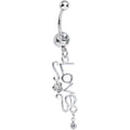 BodyCandy Clear Gem Script Love Dangle Belly Ring — main product shot
