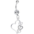 BodyCandy Clear Gem Hollow Heart Triple Dangle Belly Ring — main product shot