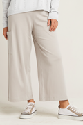Pima Cotton Cropped Gaucho Pants - Putty