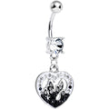 BodyCandy Clear Gem Black Hollow Fire Heart Dangle Belly Ring — main product shot