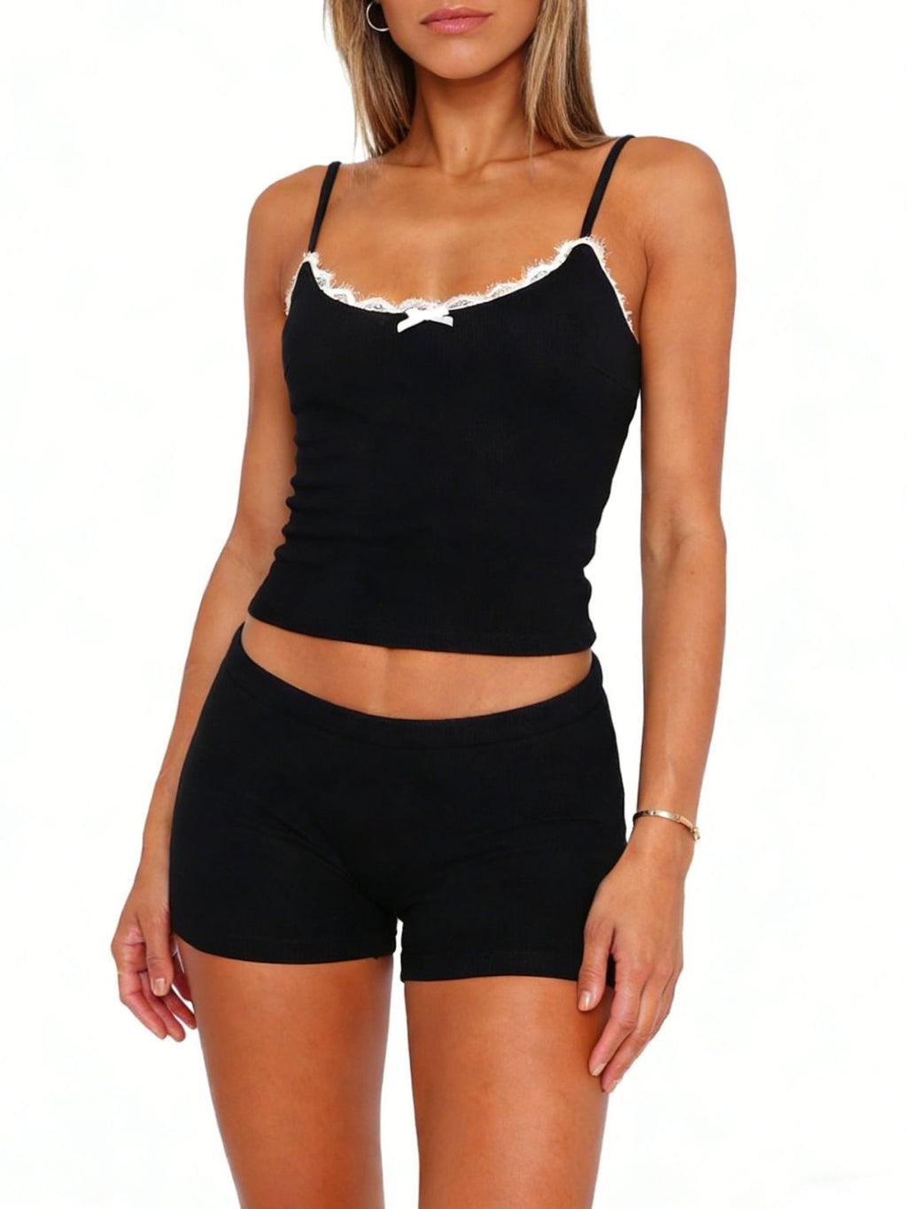 Contrast Trim Cami and Shorts Set