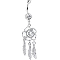 BodyCandy Clear Gem Hypnotic Spiral Flower Dreamcatcher Belly Ring — main product shot