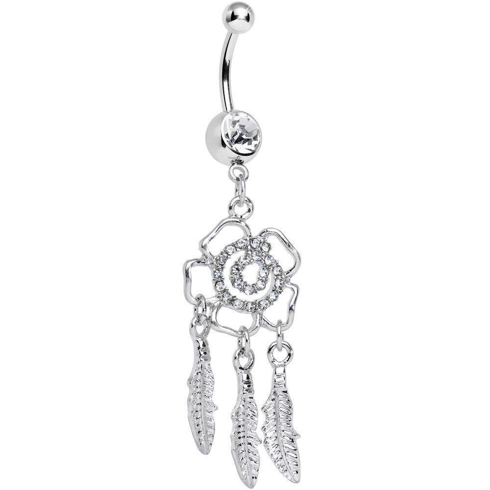 BodyCandy Clear Gem Hypnotic Spiral Flower Dreamcatcher Belly Ring — main product shot