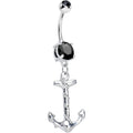 BodyCandy Black Gem Nautical Anchor Dangle Belly Ring — main product shot