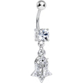 BodyCandy Clear Gem Double Dazzling Star Lock and Key Dangle Belly Ring — main product shot