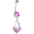 BodyCandy Pink Gem Gleaming Ribbon Dangle Belly Ring — main product shot