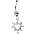 BodyCandy Crystalline Gem Bursting in Love Paved Heart Dangle Belly Ring — main product shot