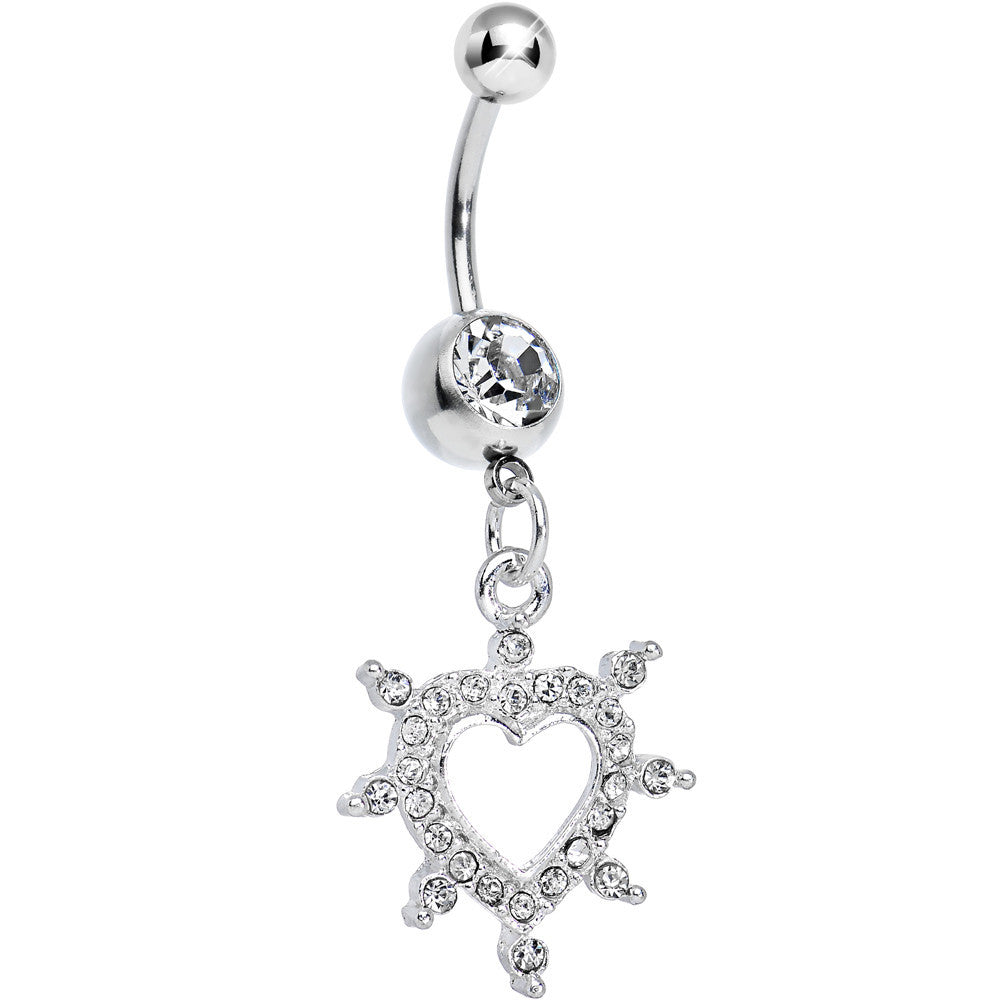 BodyCandy Crystalline Gem Bursting in Love Paved Heart Dangle Belly Ring — main product shot