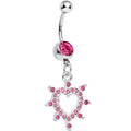 BodyCandy Pink Gem Bursting in Love Paved Heart Dangle Belly Ring — main product shot