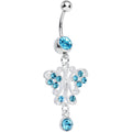 BodyCandy Aqua Gem Elegant Symmetry Butterfly Dangle Belly Ring — main product shot