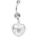 BodyCandy Clear Gem Flattering Hollow Heart Dangle Belly Ring — main product shot