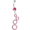 BodyCandy Pink Gem Paved Double Eight Dangle Belly Ring — main product shot