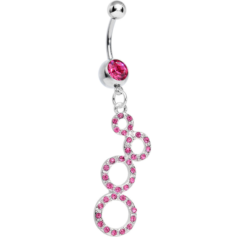BodyCandy Pink Gem Paved Double Eight Dangle Belly Ring — main product shot