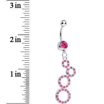 BodyCandy Pink Gem Paved Double Eight Dangle Belly Ring — detail close-up