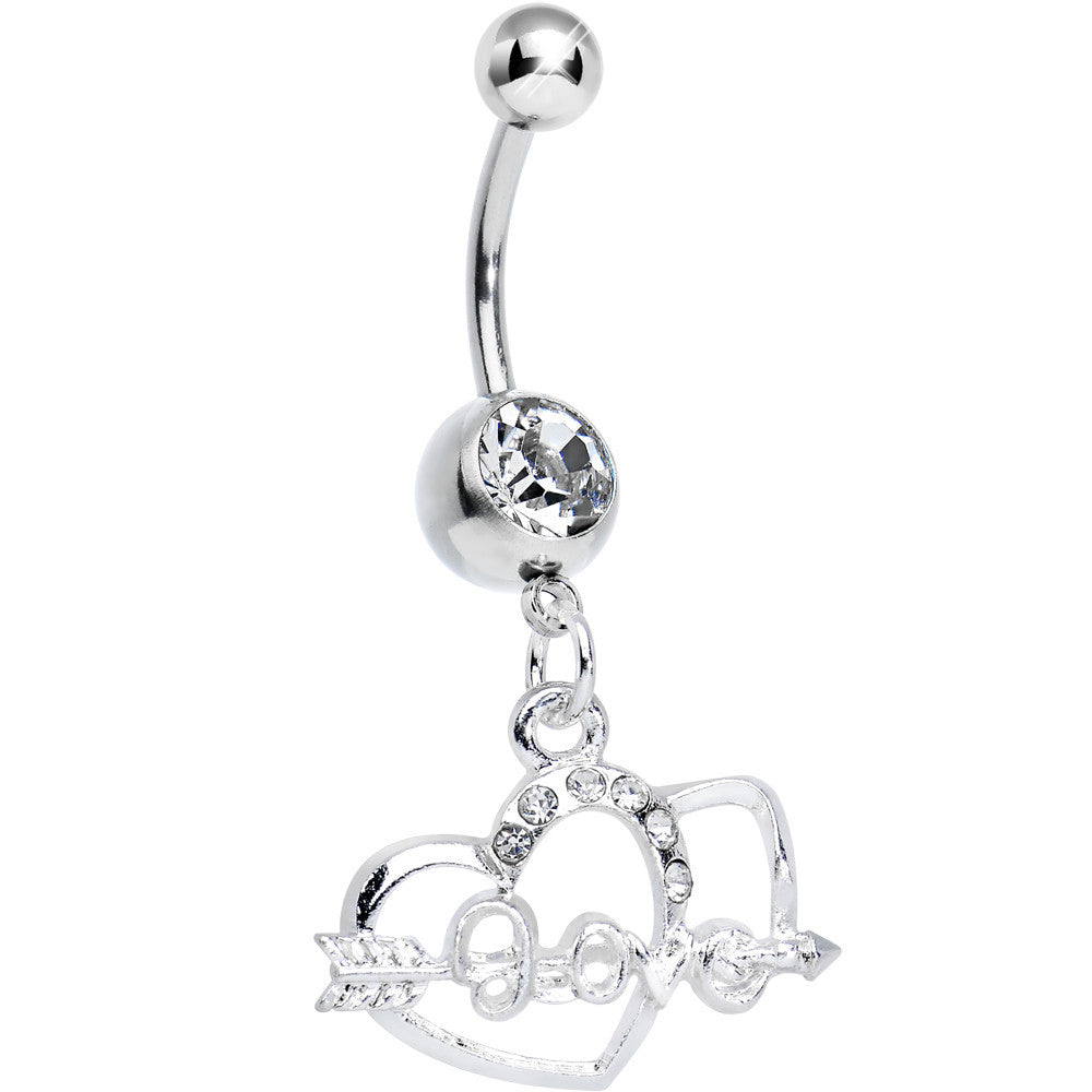 BodyCandy Clear Gem Cupid Arrow Love Heart Dangle Belly Ring — main product shot