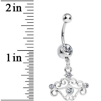 BodyCandy Crystalline Gem Fancy Swirled Cupcake Dangle Belly Ring — detail close-up