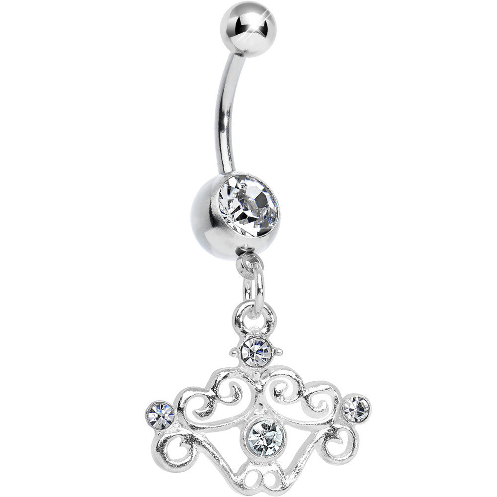 BodyCandy Crystalline Gem Fancy Swirled Cupcake Dangle Belly Ring — main product shot