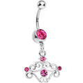 BodyCandy Pink Gem Fancy Swirled Cupcake Dangle Belly Ring — main product shot